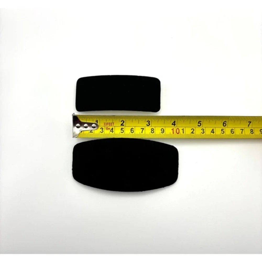 Velvet Black Rectangular Hair Clips Barrettes‎ Minimalist Casual Set of 2 NEW